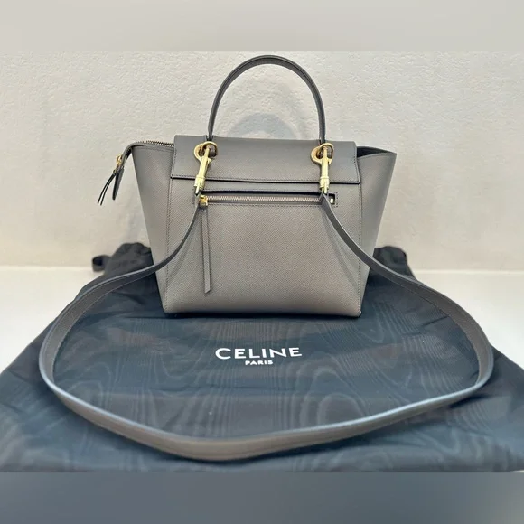 ❤️SOLD❤️ Auth CELINE Micro Grey Belt Bag in Grained Leather 9 x 8 IN - Picture 4 of 16